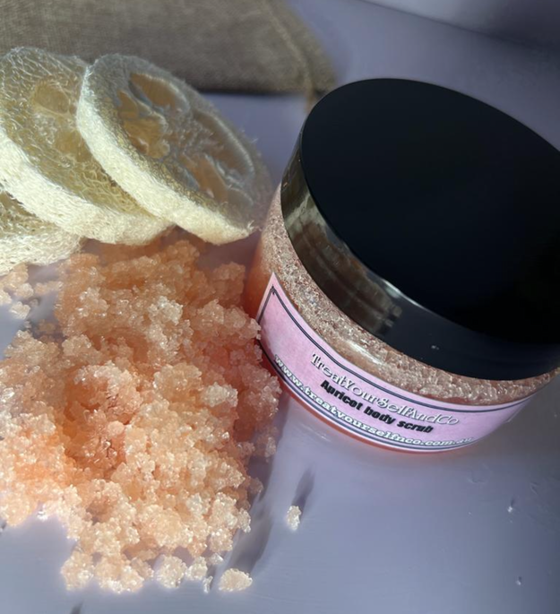 Summer peach and apricot body scrub