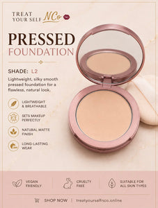 Pressed powder L2 💕 Why You’ll Love It

* ✨ Lightweight & Breathable – Comfortable without feeling heavy or cakey.
* 💎 Silky Smooth Texture – Glides effortlessly onto the skin for a flawless-looking complexion.
* 🌸 Natural Matte Finish – Helps reduce t